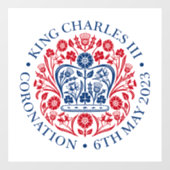 King Charles III Coronation Emblem, Royal Souvenir Raamsticker (Vel)