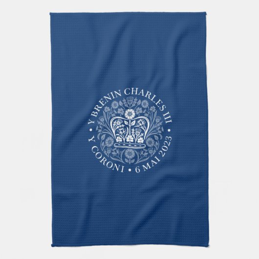 King Charles III Coronation Emblem, Royal Souvenir Theedoek (Verticaal)