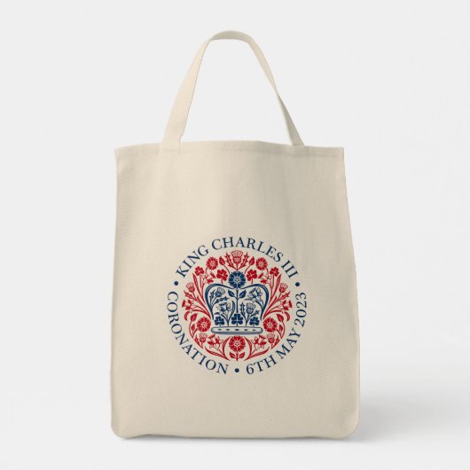 King Charles III Coronation Emblem, Royal Souvenir Tote Bag (Achterkant)