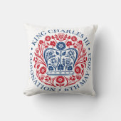 King Charles III Coronation Emblem Square Cushion Kussen (Voorkant)