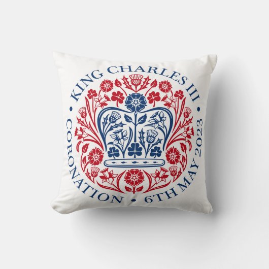 King Charles III Coronation Emblem Square Cushion Kussen (Voorkant)