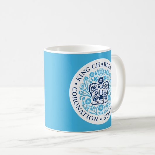 King Charles III Coronation Emblem Tea/Coffee Mok (Voorkant rechts)