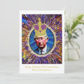 King Charles III Coronation Fun Custom Text Party Kaart (Staand voorkant)