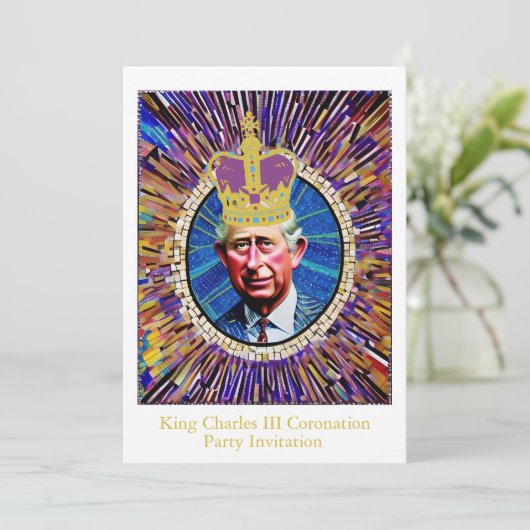 King Charles III Coronation Fun Custom Text Party Kaart (Staand voorkant)
