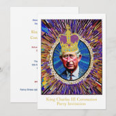 King Charles III Coronation Fun Custom Text Party Kaart (Voorkant / Achterkant)