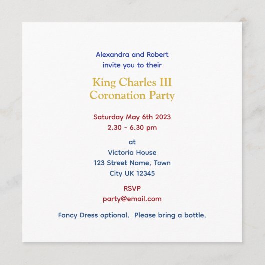 King Charles III Coronation Fun Personalized Kaart (Achterkant)