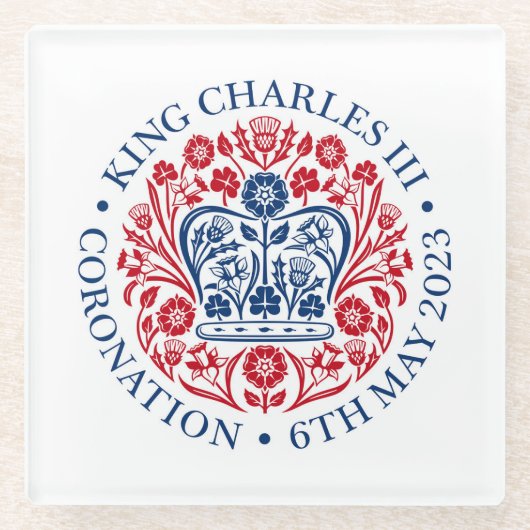 King Charles III Coronation Glazen Onderzetter (Voorkant)