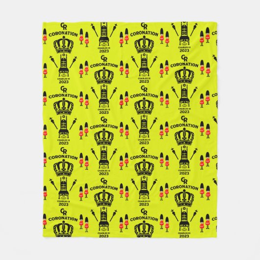 King Charles III Coronation Herdenking Souvenir Fleece Deken (Voorkant)