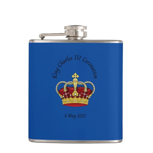 King Charles III Coronation hip flask Heupfles (Voorkant)