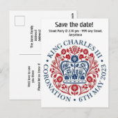King Charles III Coronation logo sparen de datum Briefkaart (Voorkant / Achterkant)