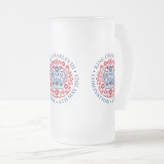 King Charles III Coronation Matglas Bierpul (Voorkant rechts)