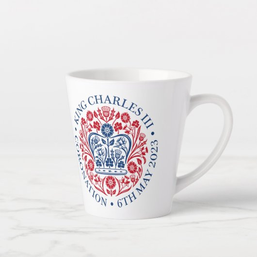 King Charles III Coronation Officiële Emblem Latte Mok (Rechts)