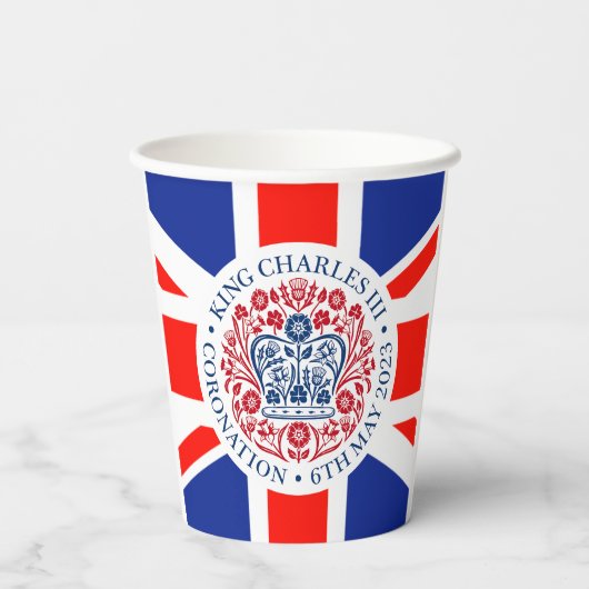 King Charles III Coronation Paper Cup Papieren Bekers (Achterkant)