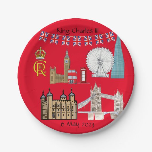 King Charles III Coronation Papieren Bordje (Voorkant)