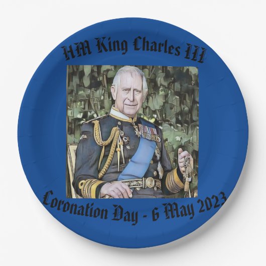 King Charles III Coronation Papieren Bordje (Voorkant)