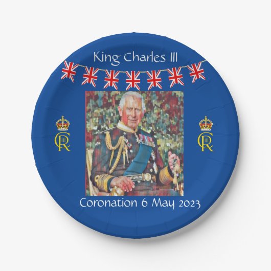 King Charles III Coronation Papieren Bordje (Voorkant)
