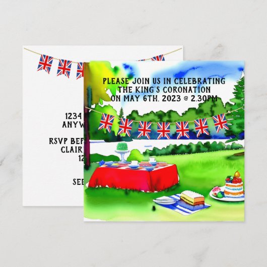 King Charles III Coronation picnic-uitnodiging Kaart (Voorkant / Achterkant)
