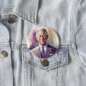 King Charles III Coronation Pin Ronde Button 7,6 Cm (In situ)