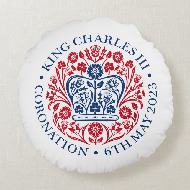 King Charles III Coronation Rond Kussen (Achterkant)