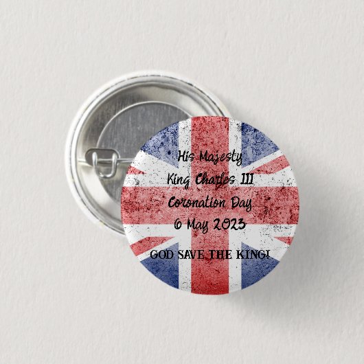 King Charles III Coronation Ronde Button 3,2 Cm (Voorkant /achterkant)
