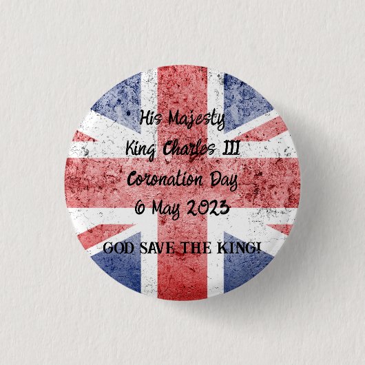 King Charles III Coronation Ronde Button 3,2 Cm (Voorkant)