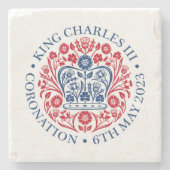 King Charles III Coronation Stenen Onderzetter (Voorkant)