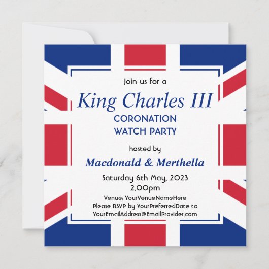 KING CHARLES III Coronation Watch Party Kaart (Voorkant)