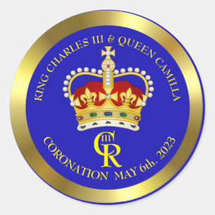 King Charles III en Queen Consort Camilla Clas Ronde Sticker