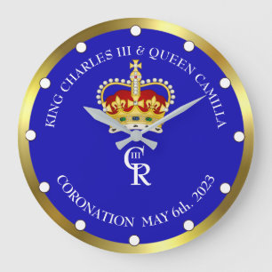 King Charles III en Queen Consort Camilla Clock Grote Klok