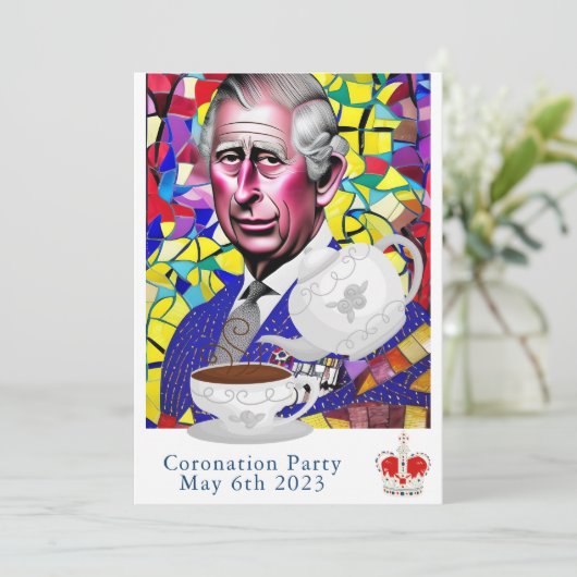 King Charles III Fun Custom Text Coronation Party Kaart (Staand voorkant)