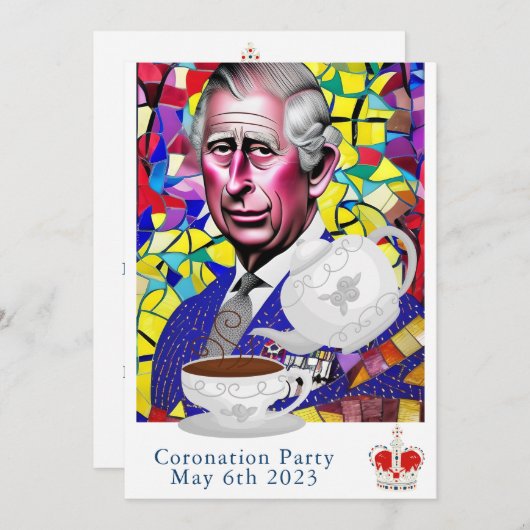 King Charles III Fun Custom Text Coronation Party Kaart (Voorkant / Achterkant)