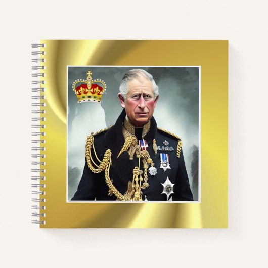 King Charles III Gold background Notitieboek (Voorkant)