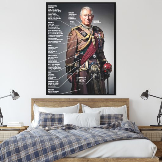 King Charles III Kolonel in Chief Toronto Scottish Canvas Afdruk (Insitu (Slaapkamer))