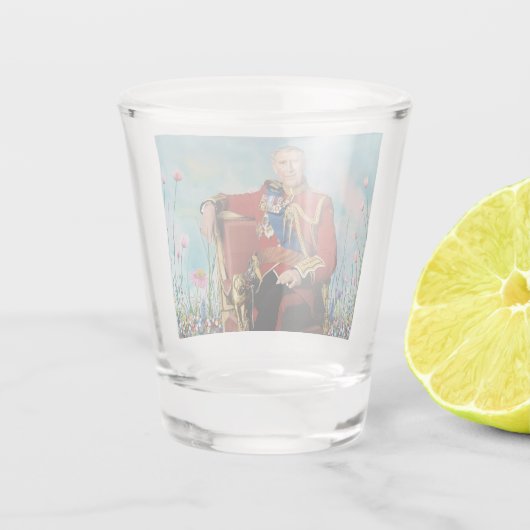 King Charles III met Spring Flowers Shot Glas (Achterkant)