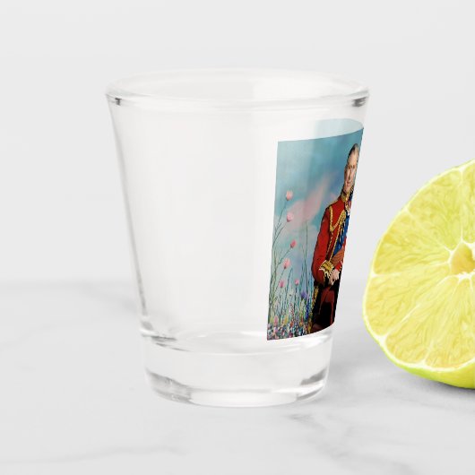 King Charles III met Spring Flowers Shot Glas (Links)