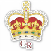 King Charles III Monogram & Crown Vinyl Sticker (Voorkant)