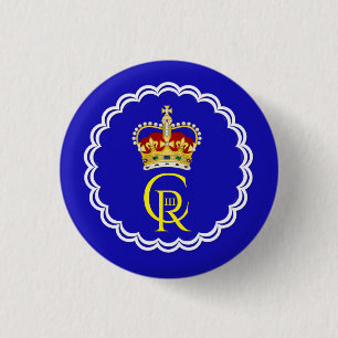 King Charles III Monogram en Crown 3 cm Ronde B Ronde Button 3,2 Cm