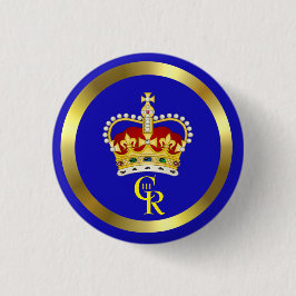 King Charles III Monogram en Crown 3 Cm Round Ronde Button 3,2 Cm