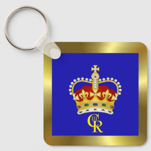 King Charles III Monogram en Crown Key Ring Sleutelhanger