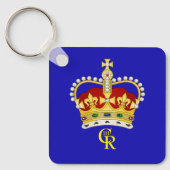 King Charles III Monogram en Crown Key Ring Sleutelhanger (Voorkant)