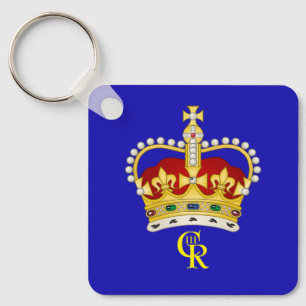 King Charles III Monogram en Crown Key Ring Sleutelhanger