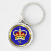 King Charles III Monogram en Crown Key Ring Sleutelhanger (Voorkant)
