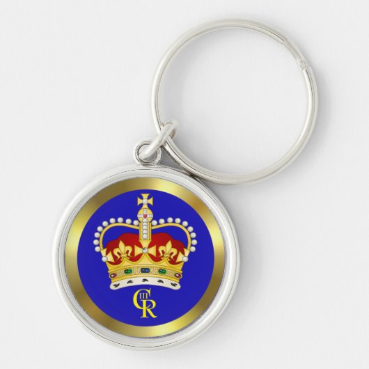 King Charles III Monogram en Crown Key Ring Sleutelhanger (Voorkant)
