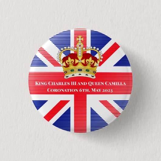 King Charles III & Queen Camilla Souvenir Ronde Button 3,2 Cm (Voorkant)