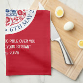 KING CHARLES III Red Coronation Theedoek (Quarter Fold)