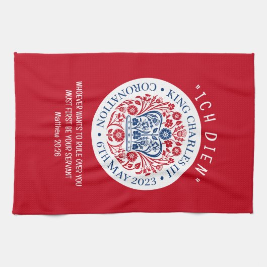 KING CHARLES III Red Coronation Theedoek (Horizontaal)