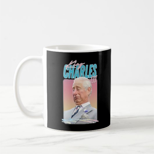 King Charles III - Retro Aesthetisch design Koffiemok (Links)