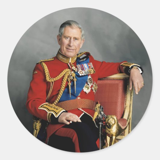 King Charles III Ronde Sticker (Voorkant)