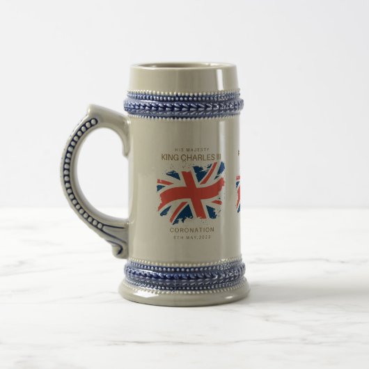 King Charles III Union Jack Flag Bierpul (Links)