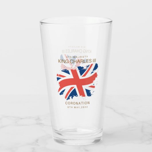 King Charles III Union Jack Flag Glas (Achterkant)